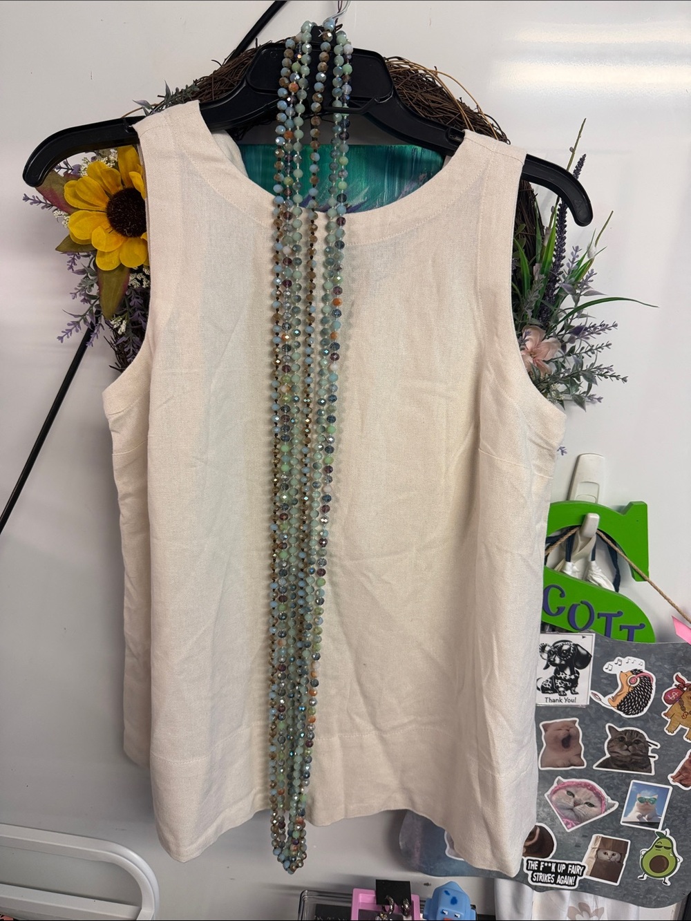 3 Strands Beaded Necklace in Green and Blue Tones